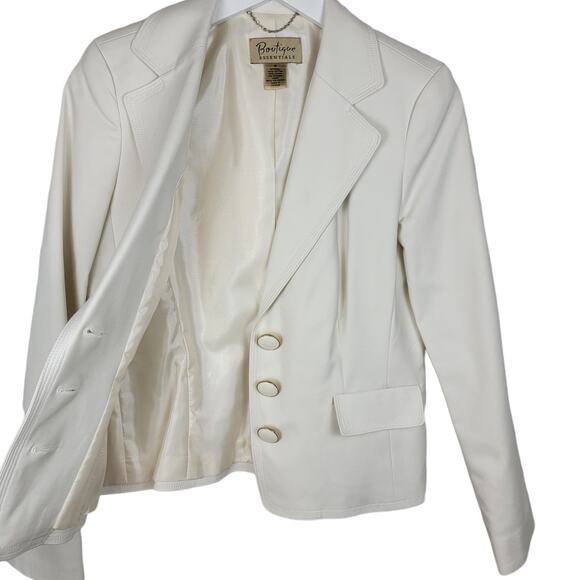 Boutique Essentials Off White Cotton Rayon Evening Jacket Blazer - Size 6 - Picture 2 of 8